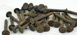 32 Antique Railroad Nails Numbers 27 28 29 30 31 32 34 37 60  
