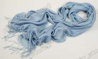 cool men/womens silk & cotton Scarf shawl azure  