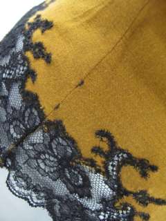 Nina Ricci Rust/Black Lace Trim V Neck Short Sleeve Top 4  