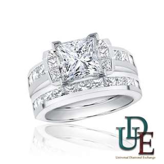 Diamond Bridal Wedding Ring Set 2.25 Ct Princess Cut 14K WG Liberal 