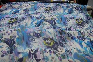 100% pure silk sheer chiffon floral 3 patterns  blue by yard  