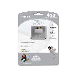 PNY P FDU4GBSV EF/SIL Micro Swivel Attache Flash Drive   4GB 2.0 