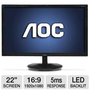 AOC E2243FWK 22 Class LED HD Monitor   1920x1080, 169, 500000001 