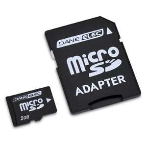 Dane Elec DA 2IN1 02G R Micro SD Flash Card with Adapter   2GB, Class 