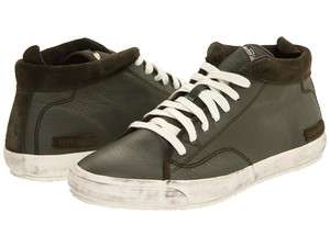 DIESEL MENS MIDDAY GREEN LEATHER LACE UP MID CASUAL FASHION SNEAKERS 