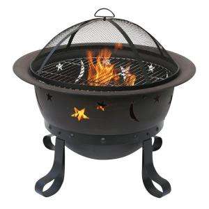 UniFlame 30 in. Deep Cauldron Stars and Moons Bronze Firepit WAD1081SP 
