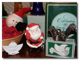   Avon Christmas Figurines, Cologne Bottles, Basket, Wicker Bell,  