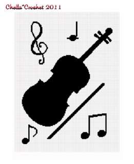 Musical Notes Violin Afghan Crochet Pattern Graph  