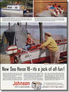 1958 Johnson Motor   Arkansas Traveler Boat Print Ad  