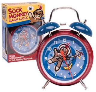 Sock Monkey Alarm Clock Schylling Space Classic Kids Analog Twin Bell 
