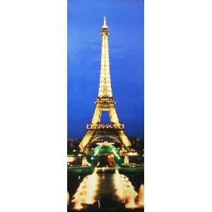 Poster Paris   Eiffelturm bei Nacht   Beleuchtete Straßen 