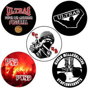 Ultra Button Set 2,5cm Ultras, Fussball, Hooligan, ACAB  