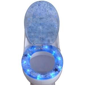 Toilettendeckel   WC Brille Seesterne mit 10 LED in Blau  