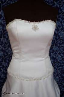 Eden Bridals White Satin Strapless w/ Pick ups Wedding Dress 10 NWOT 
