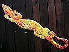 Gecko aus Holz Eidechse Crazy Colour  Gelb  100 cm Re
