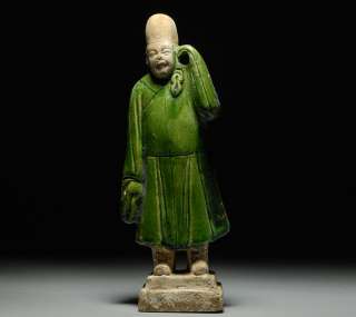   Chinese Ming Dynasty Glazed Terracotta Attendant Statue Figure  