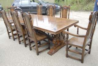 FT FRENCH RUSTIC REFECTORY TABLE & WILLIAM MARY CHAIRS DINING SET