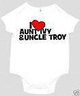   AUNT & UNCLE CUSTOM WITH NAMES BABY BODYSUIT WHITE PINK OR BLUE SS