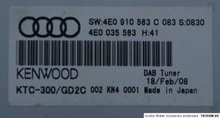 Audi A4 8K A5 A6 4F A8 4E DAB Tuner Radio Empfang KENWOOD 4E0035563 