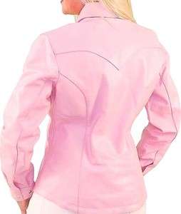   PINK LEATHER Form Fitted WESTERN CUT Dress Shirt RIDING JACKET  