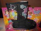 skechers twinkle toes boots sz 6 itsy bitsy black pink