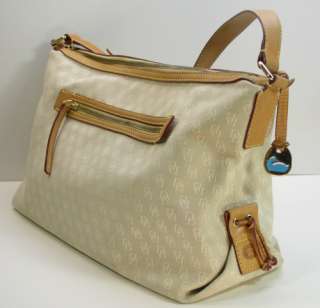   On Tan Signature Large Hand Bag Purse Canvas/Brown Leather  