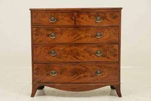 Antique Scottish Victorian Mahogany Bow Front Chest Of Drawers  