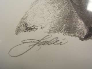 Dog Print Bulldog pencil sketch hand signed 2001 (jd)  