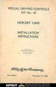 1946 Mercury Handicap Accessible Controls Brochure WWII  