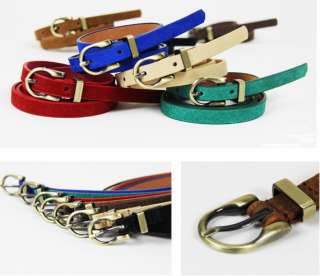   buckle real leather skinny belt pigskin belt 7 colors 103cm  