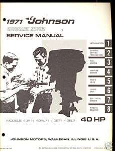 1971 JOHNSON OUTBOARD 40HP / 40R71 / 40RL71 / 40E71 / 40EL71 SERVICE 
