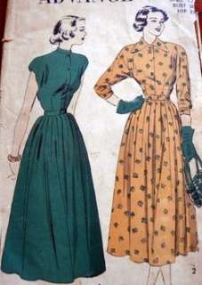 LOVELY VTG 1940s DRESS ADVANCE Sewing Pattern 12/30  