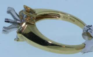 18K yellow gold semi mount diamond ring estate vintage  