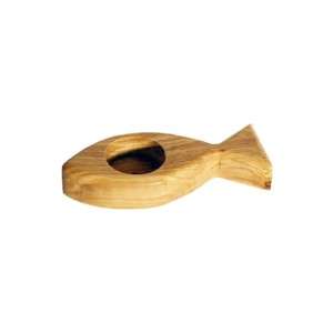 Teelichthalter Ichthys Fisch Oliven Holz für Teelicht  