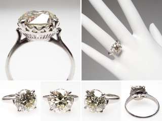   Art Deco Diamond Engagement Ring 3.5 + Carat Old Euro Solid Platinum