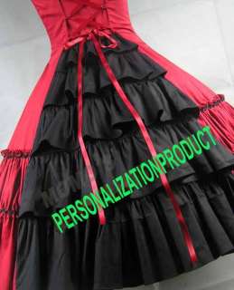 Elegant gothic lolita Fancy Belle Black Lace Red Cosplay Knee Length 