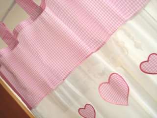 Piece Love Heart Embroidery PINK Gingham Curtain LONG  