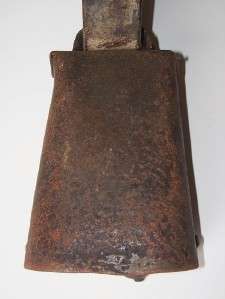 Antique FORGED IRON COW BELL & LEATHER STRAP Noisemaker  