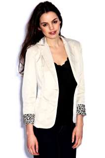 Boohoo Kristina Leopard Cuff Blazer Jacket  