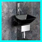 Monza Square Black Glass Corner Sink Wash Basin + Tap