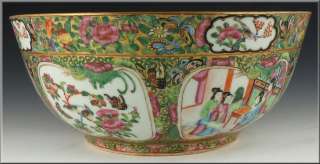 Beautiful 19thC Antique Chinese Rose Mandarin Punch Bowl  