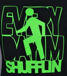 EVERYDAY IM SHUFFLIN BLACK T SHIRT with GREEN S XXL  