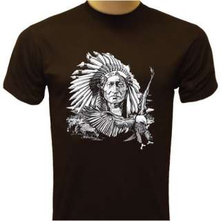 Chief With Eagle T shirt, Native American T shirts, American Indian T 
