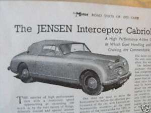 ORIGINAL 1953 ROAD TEST   Jensen Interceptor cabriolet  