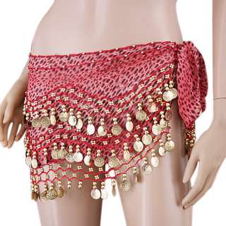 Belly Dance HIP SCARF red Leopard belt Skirt H2647R  