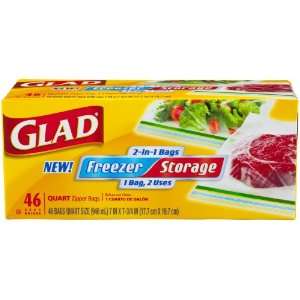  Glad Quart 2 in 1, Freezer / Storage Bags 46 Ct Kitchen 