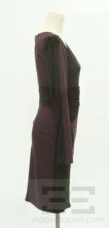Zac Posen Black & Dark Purple Silk Colorblock Long Sleeve Dress Size 4 