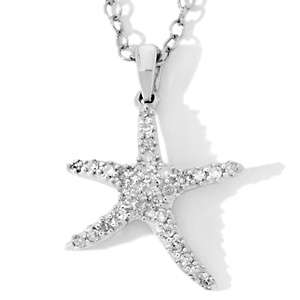 12ct White Diamond Sterling Silver Starfish Pendant with Cable 