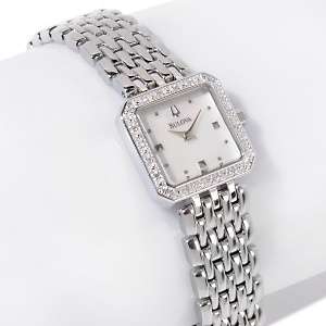 Bulova Ladies Diamond Accented Square Bezel Bracelet Watch 
