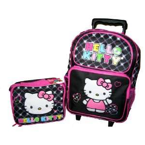  Hello Kitty Large Black Rolling Backpack Toys & Games